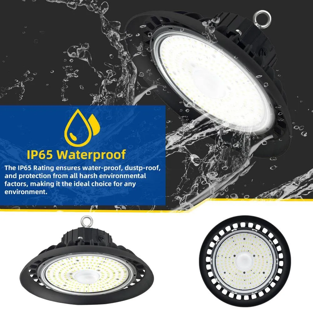 Bieuoram 200-Watt Integrated LED Dimmable Balck High Bay Light 32000LM 5000K Daylight Commercial UFO High Bay Light IP65 (3Pack), photo 8 of 9