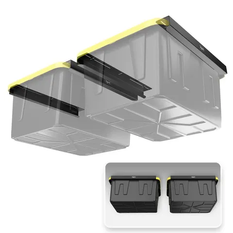 3 × 2 × 26 in Two Bin Rack Adjustable Height Overhead Garage Ceiling Mounted Storage Unit Black