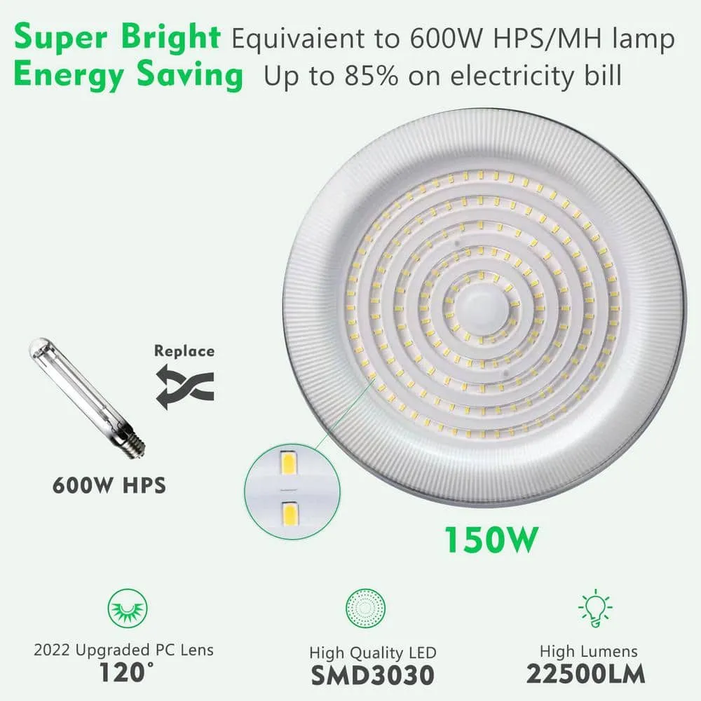 bulbeats 5Pack of 150W LED High Bay Light 22500LM High Bay LED Shop Lights AC100-277V Commercial Bay Lighting for Warehouse, photo 3 of 8
