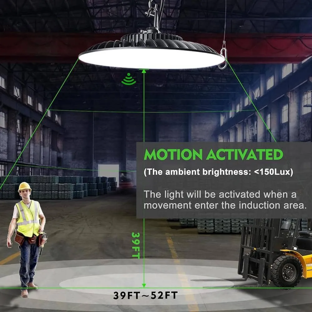 bulbeats 6Pack 150W LED High Bay Light With Motion Sensor AC100-277V UFO LED Lights 37500LM 5000K LED High Bay Shop Light, photo 6 of 8