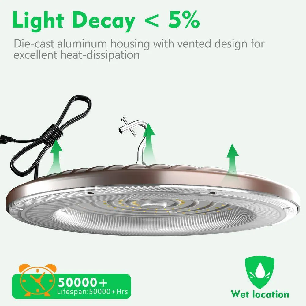 bulbeats 4Pack of 240W LED High Bay Light 36000LM High Bay LED Shop Lights AC100-277V Commercial Bay Lighting for Warehouse, photo 8 of 8