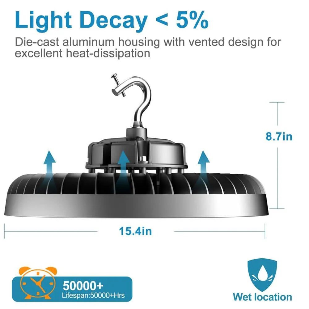 bulbeats 500-Watt LED High Bay Light 75000LM High Bay LED Shop Lights AC100-277V Commercial Bay Lighting for Warehouse (2-Pack), photo 2 of 8