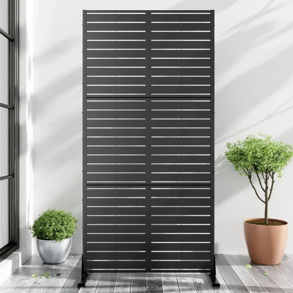 Cadeninc 3.92 x 6 ft Black Freestanding Metal Privacy Screen Fence Panels, photo 4 of 6