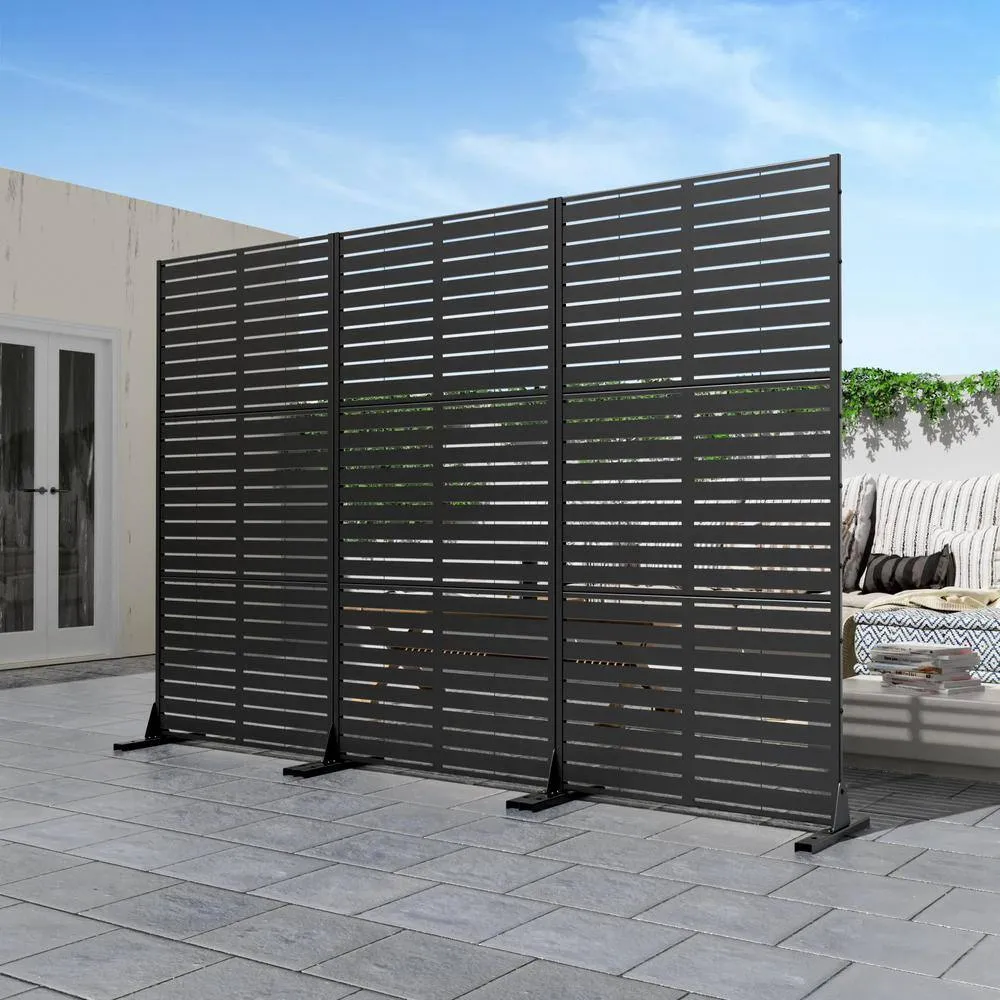Cadeninc 3.92 x 6 ft Black Freestanding Metal Privacy Screen Fence Panels, photo 6 of 6