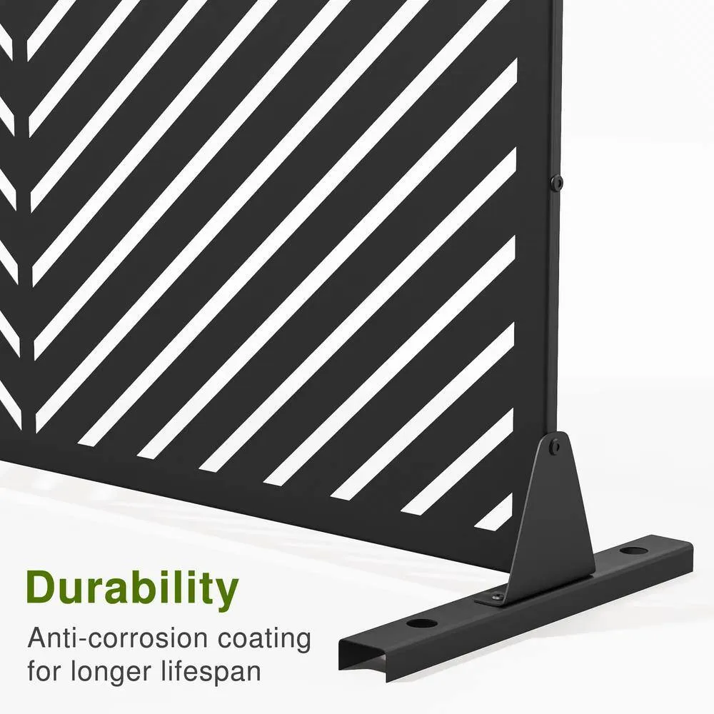 cadeninc Metal Privacy Screen: Freestanding 3.92 x 6 ft. Outdoor & Indoor Fence Panel in Black, photo 5 of 7