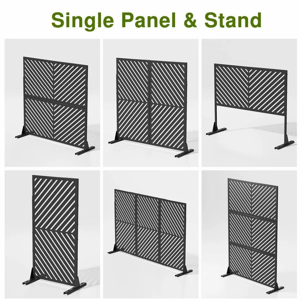 cadeninc Metal Privacy Screen: Freestanding 3.92 x 6 ft. Outdoor & Indoor Fence Panel in Black, photo 3 of 7