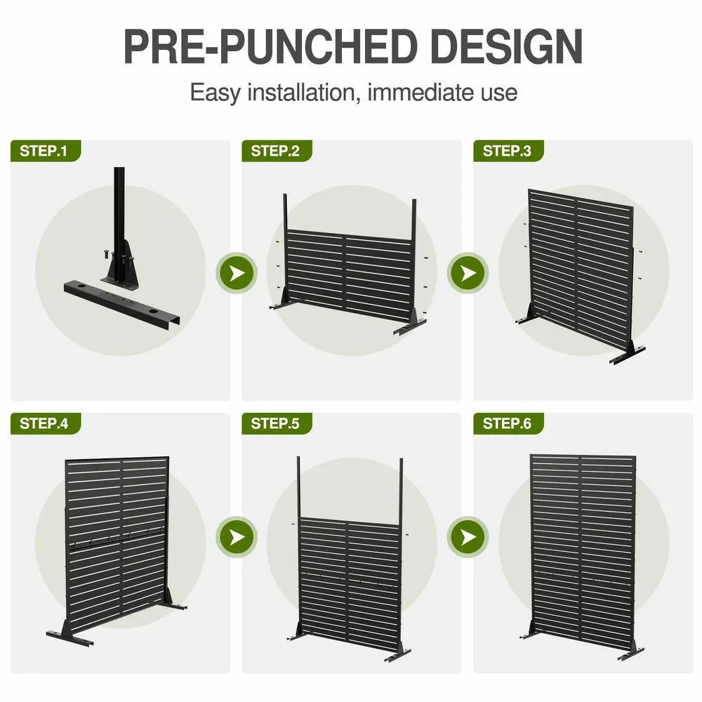 cadeninc Metal Privacy Screen: Freestanding 3.92 x 6 ft. Outdoor & Indoor Fence Panel in Black, photo 6 of 7