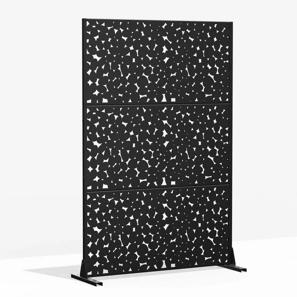 cadeninc Outdoor and Indoor Freestanding Metal Privacy Screen, Black, 3.92 ft. x 6 ft., photo 3 of 6