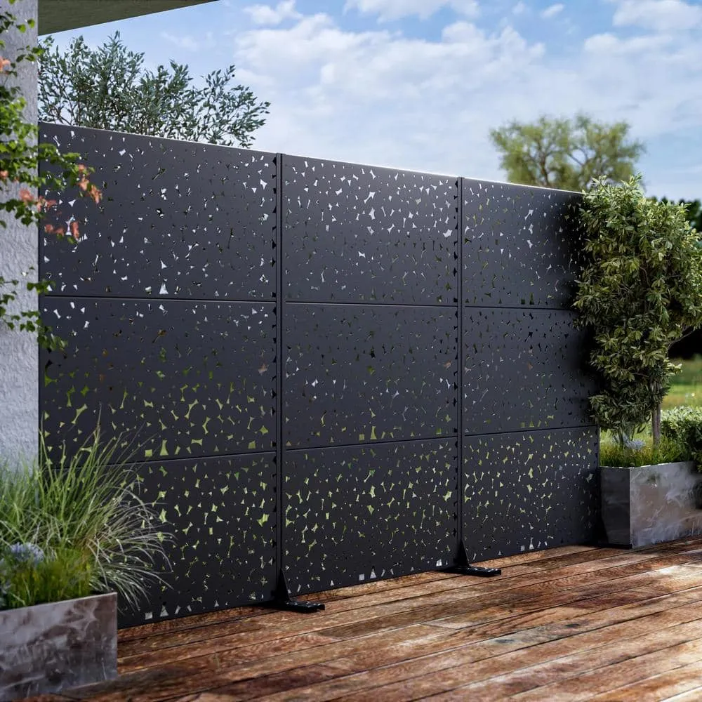 cadeninc Outdoor and Indoor Freestanding Metal Privacy Screen, Black, 3.92 ft. x 6 ft., photo 6 of 6