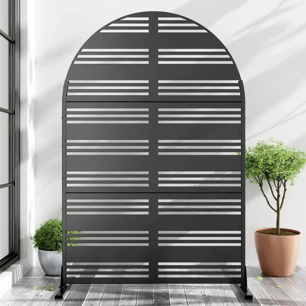 Cadeninc 3.92 ft x 6 ft Outdoor & Indoor Freestanding Metal Privacy Screen, Black, photo 4 of 6