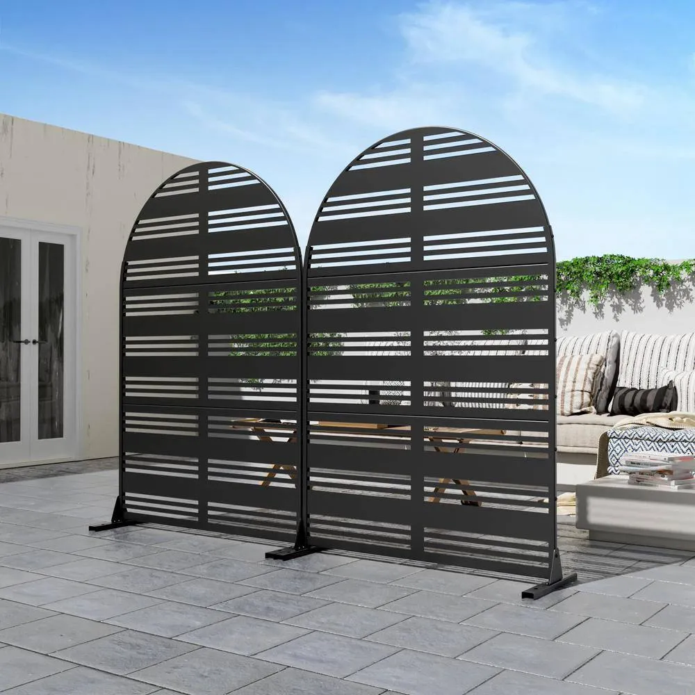 Cadeninc 3.92 ft x 6 ft Outdoor & Indoor Freestanding Metal Privacy Screen, Black, photo 5 of 6
