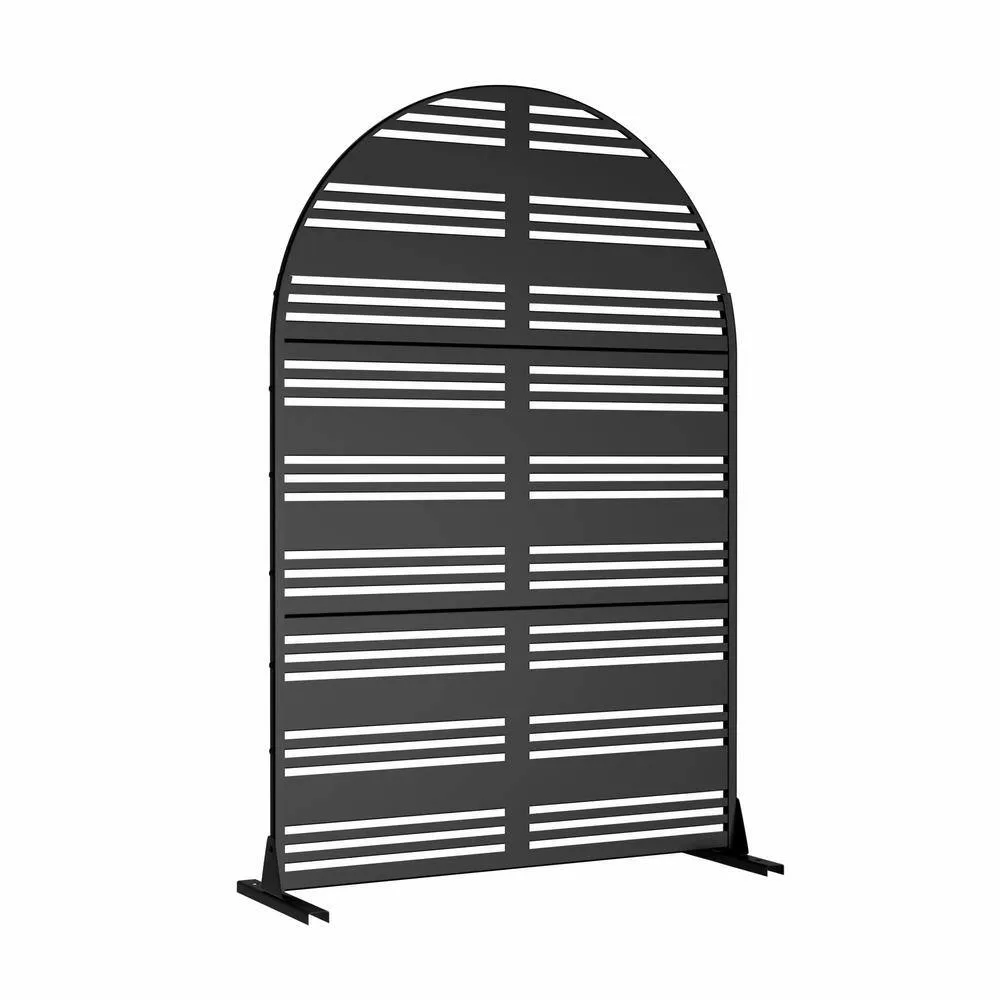 Cadeninc 3.92 ft x 6 ft Outdoor & Indoor Freestanding Metal Privacy Screen, Black, photo 3 of 6