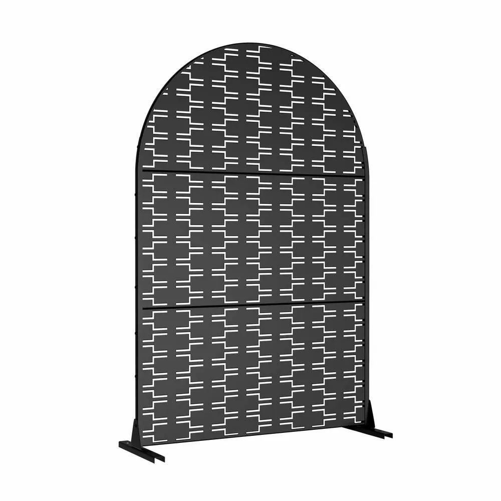 cadeninc Outdoor and Indoor Freestanding Arched Metal Privacy Screen, 3.92 ft. x 6 ft., Black, photo 3 of 6