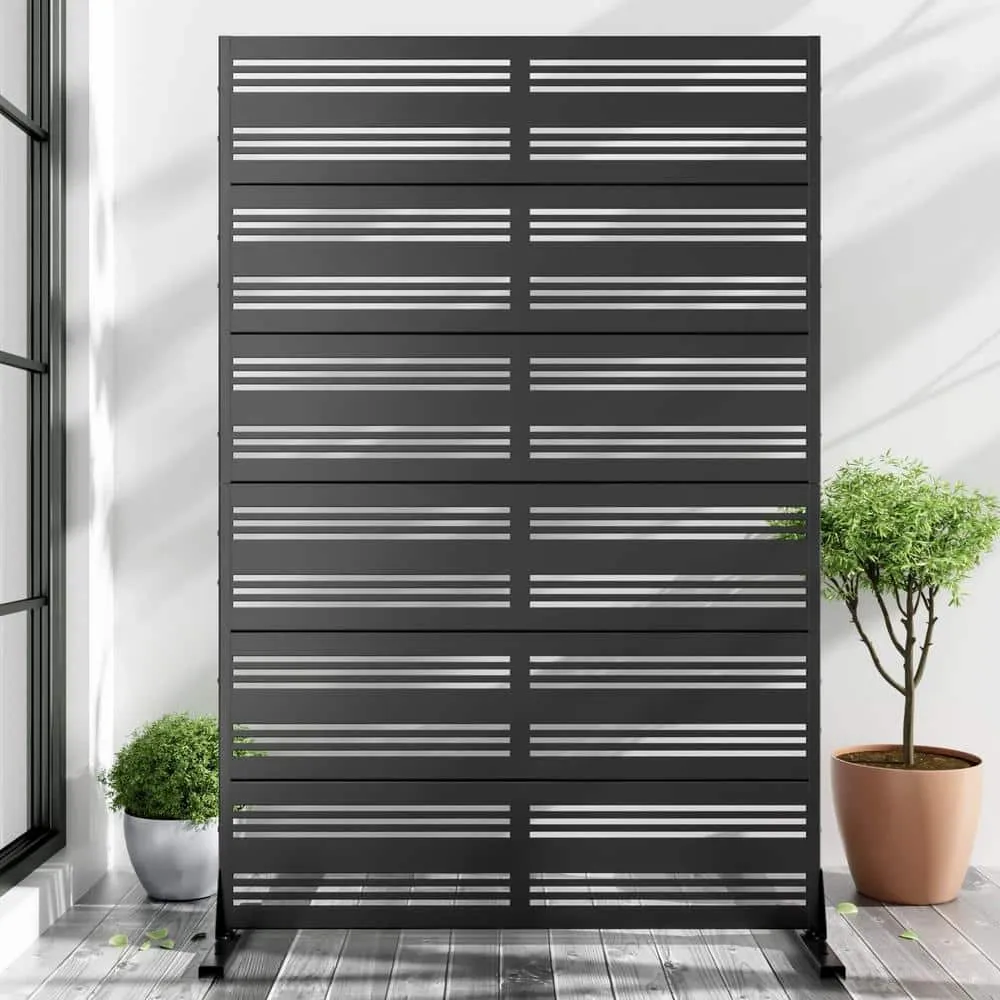 cadeninc Outdoor and Indoor Black Metal Privacy Screen Fence Panels, 3.92 ft. x 6 ft., photo 4 of 6