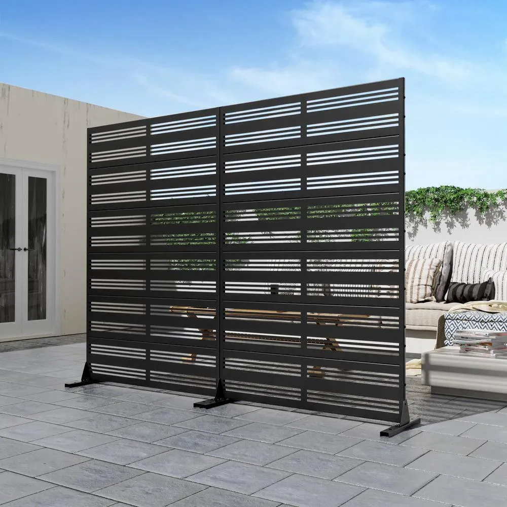 cadeninc Outdoor and Indoor Black Metal Privacy Screen Fence Panels, 3.92 ft. x 6 ft., photo 5 of 6