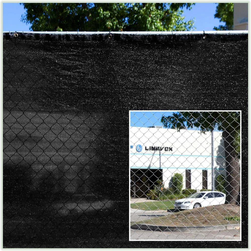 COLOURTREE 4 ft. x 10 ft. Black Privacy Fence Screen HDPE Mesh Windscreen with Reinforced Grommets for Garden Fence (Custom Size), photo 8 of 12