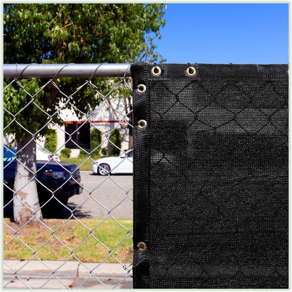 COLOURTREE 4 ft. x 151 ft. Black Privacy Fence Screen HDPE Mesh Windscreen with Reinforced Grommets for Garden Fence (Custom Size), photo 7 of 12