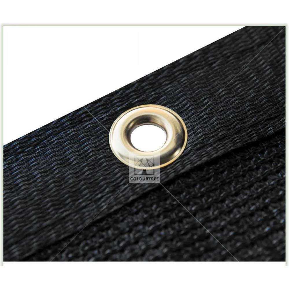COLOURTREE 5 ft. x 5 ft. Black Privacy Fence Screen HDPE Mesh Windscreen with Reinforced Grommets for Garden Fence (Custom Size), photo 4 of 12