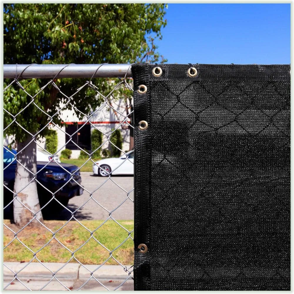 COLOURTREE 6 ft. x 70 ft. Black Privacy Fence Screen HDPE Mesh Windscreen with Reinforced Grommets for Garden Fence (Custom Size), photo 7 of 12