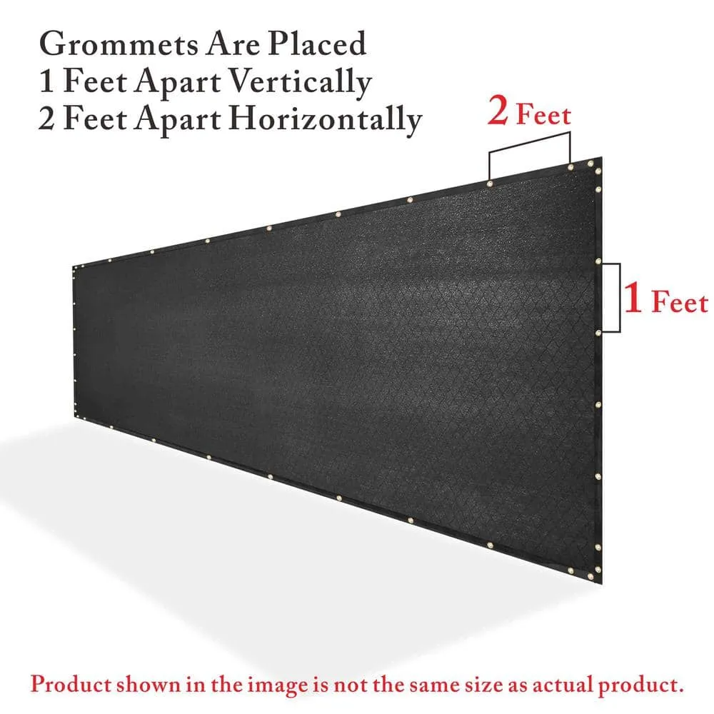 COLOURTREE 8 ft. x 200 ft. Black Privacy Fence Screen HDPE Mesh Windscreen with Reinforced Grommets for Garden Fence (Custom Size), photo 5 of 12