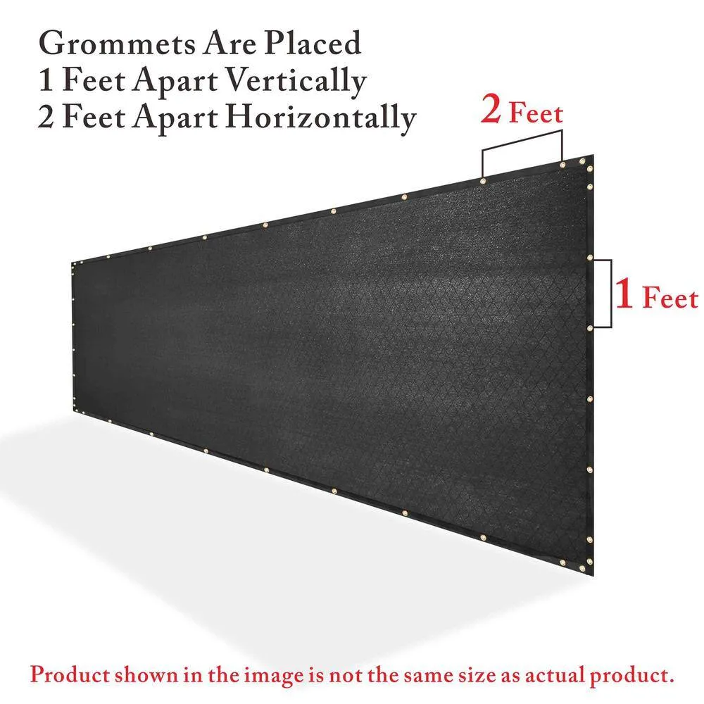 COLOURTREE 8 ft. x 70 ft. Black Privacy Fence Screen HDPE Mesh Windscreen with Reinforced Grommets for Garden Fence (Custom Size), photo 5 of 12