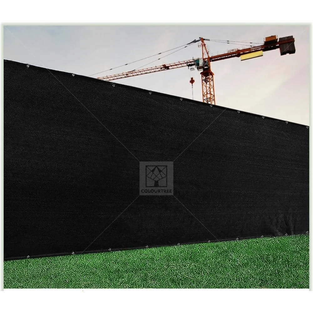 COLOURTREE 4 ft. x 10 ft. Black Privacy Fence Screen Mesh Fabric Cover Windscreen with Reinforced Grommets for Garden Fence, photo 7 of 12
