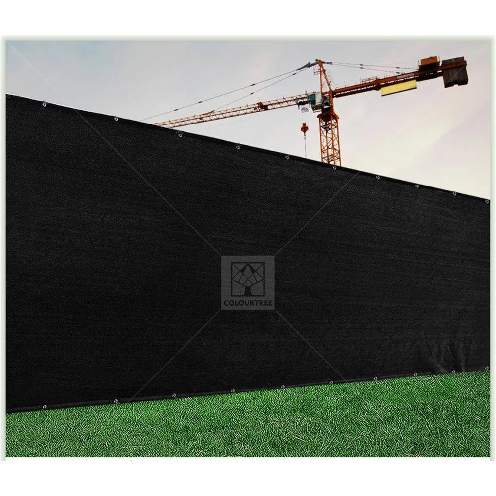 COLOURTREE 8 ft. x 50 ft. Black Privacy Fence Screen Mesh Fabric Cover Windscreen with Reinforced Grommets for Garden Fence, photo 7 of 13
