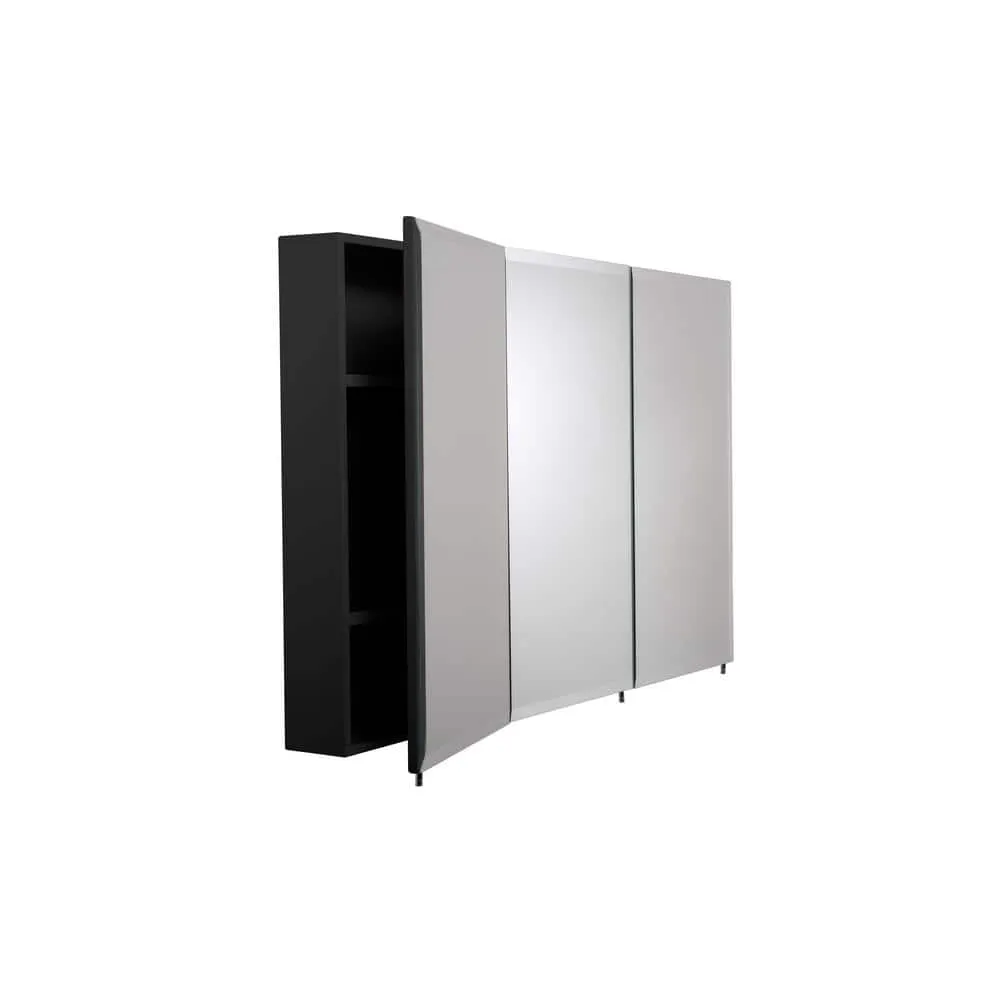 Croydex Easy Hang 48 in. W x 30 in. H Rectangular Black Stainless Steel Surface Mount Medicine Cabinet with Mirror, photo 5 of 7