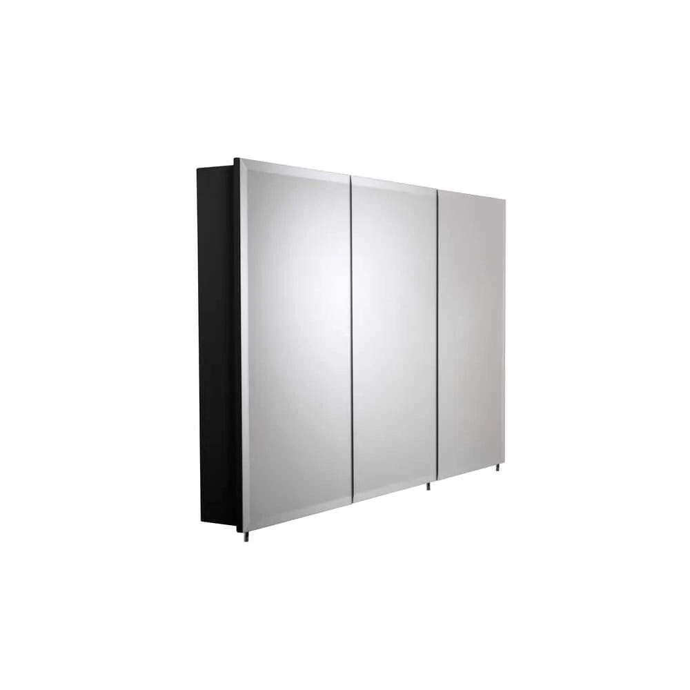 Croydex Easy Hang 48 in. W x 30 in. H Rectangular Black Stainless Steel Surface Mount Medicine Cabinet with Mirror, photo 2 of 7