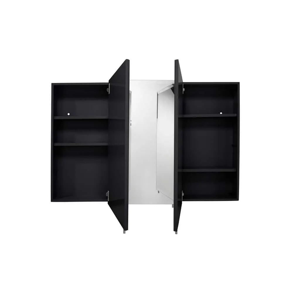 Croydex Easy Hang 48 in. W x 30 in. H Rectangular Black Stainless Steel Surface Mount Medicine Cabinet with Mirror, photo 6 of 7