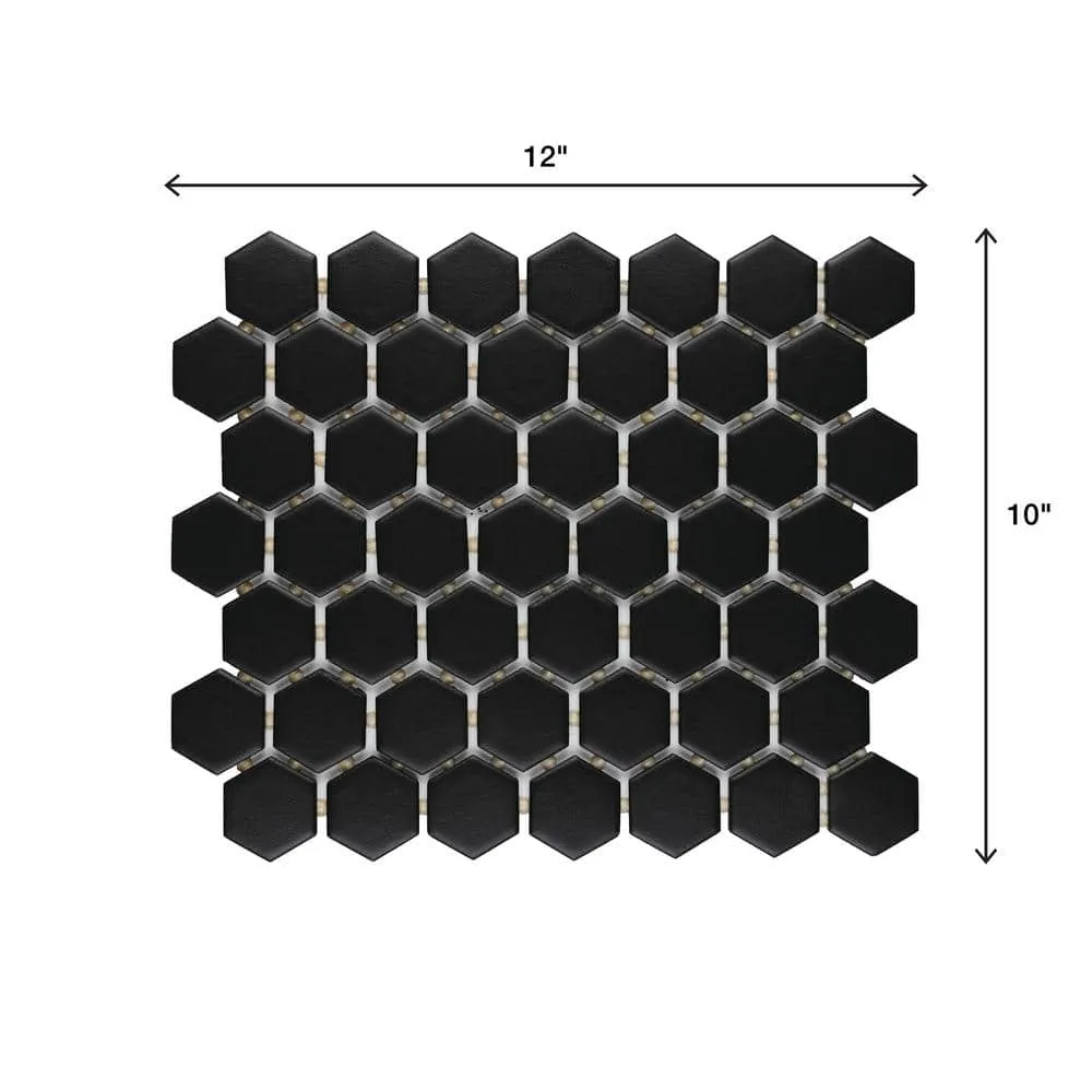 Daltile Restore Matte Black Hexagon 10 in. x 12 in. x 6.35 mm Glazed Ceramic Mosaic Tile (0.81 sq. ft./piece), photo 5 of 6