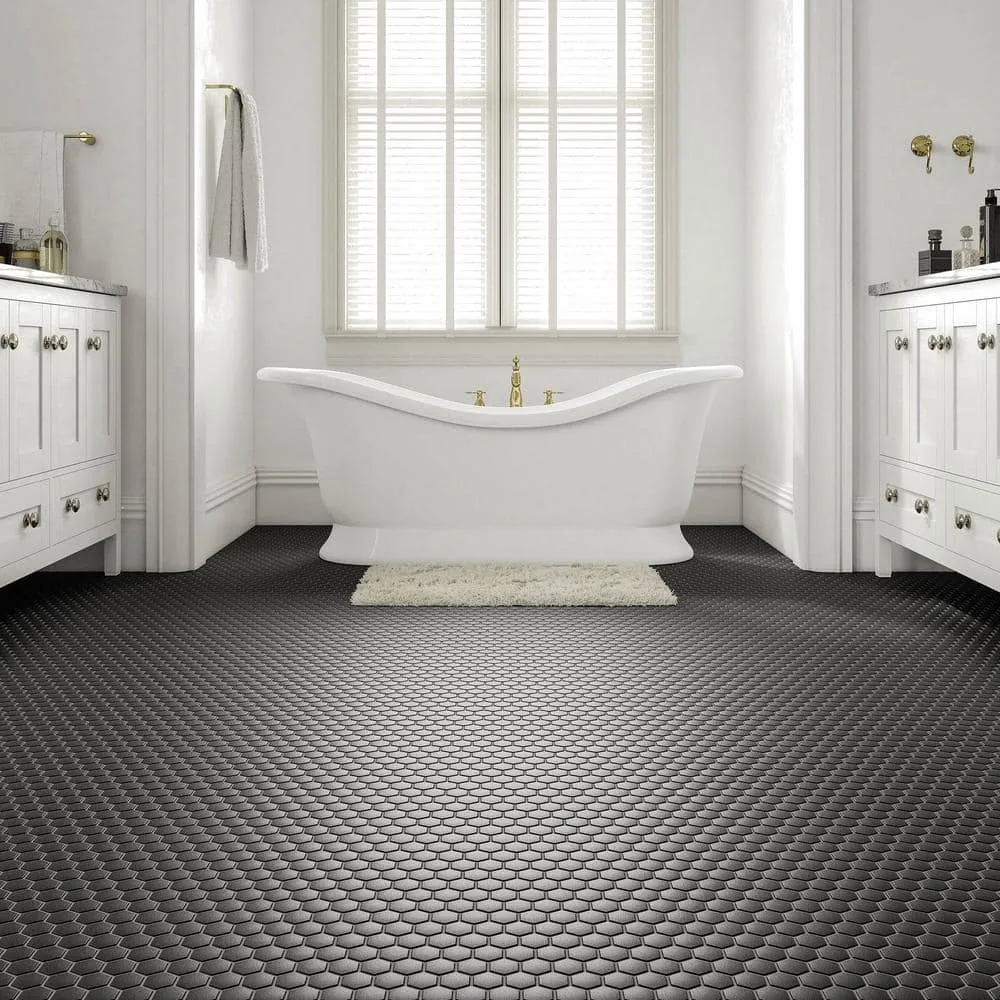 Daltile Restore Matte Black Hexagon 10 in. x 12 in. x 6.35 mm Glazed Ceramic Mosaic Tile (0.81 sq. ft./piece), photo 2 of 6