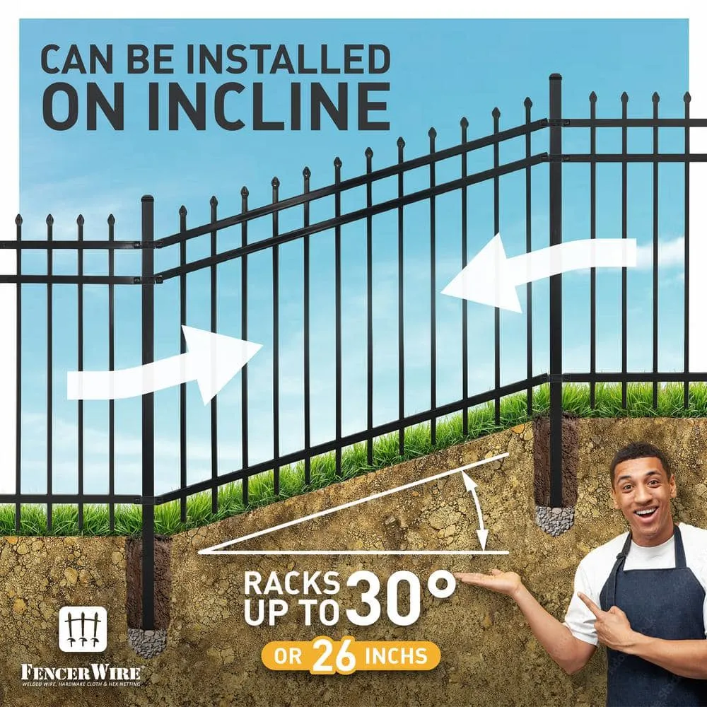 Fencer Wire 4 ft. x 8 ft. Heavy-Duty Steel Spaced Bar Pointed Pinnacle Flat Metal Fence Panel (Pack of 10), photo 5 of 9