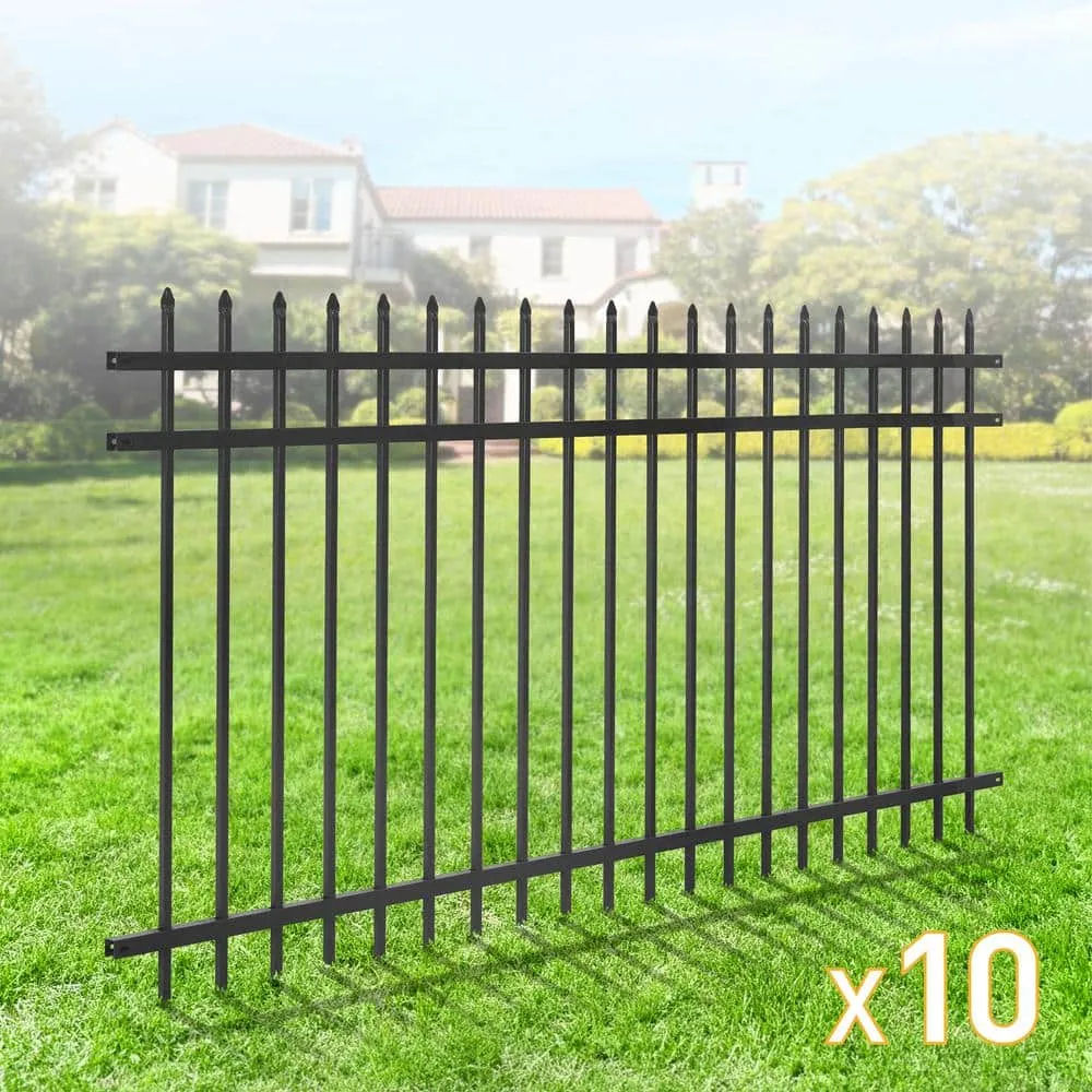 Fencer Wire 4 ft. x 8 ft. Heavy-Duty Steel Spaced Bar Pointed Pinnacle Flat Metal Fence Panel (Pack of 10), photo 2 of 9