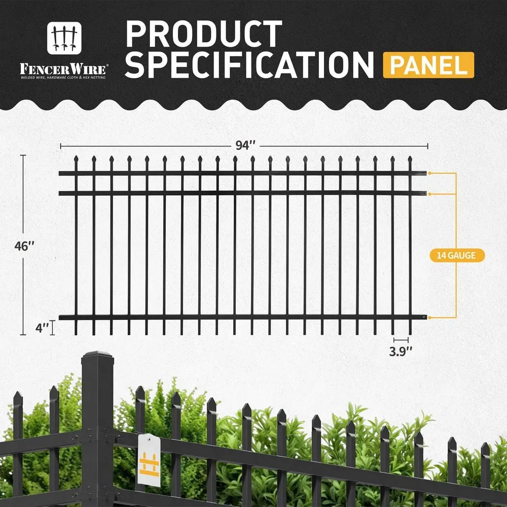 Fencer Wire 4 ft. x 8 ft. Heavy-Duty Steel Spaced Bar Pointed Pinnacle Metal Fence Panel (Pack of 5), photo 3 of 9