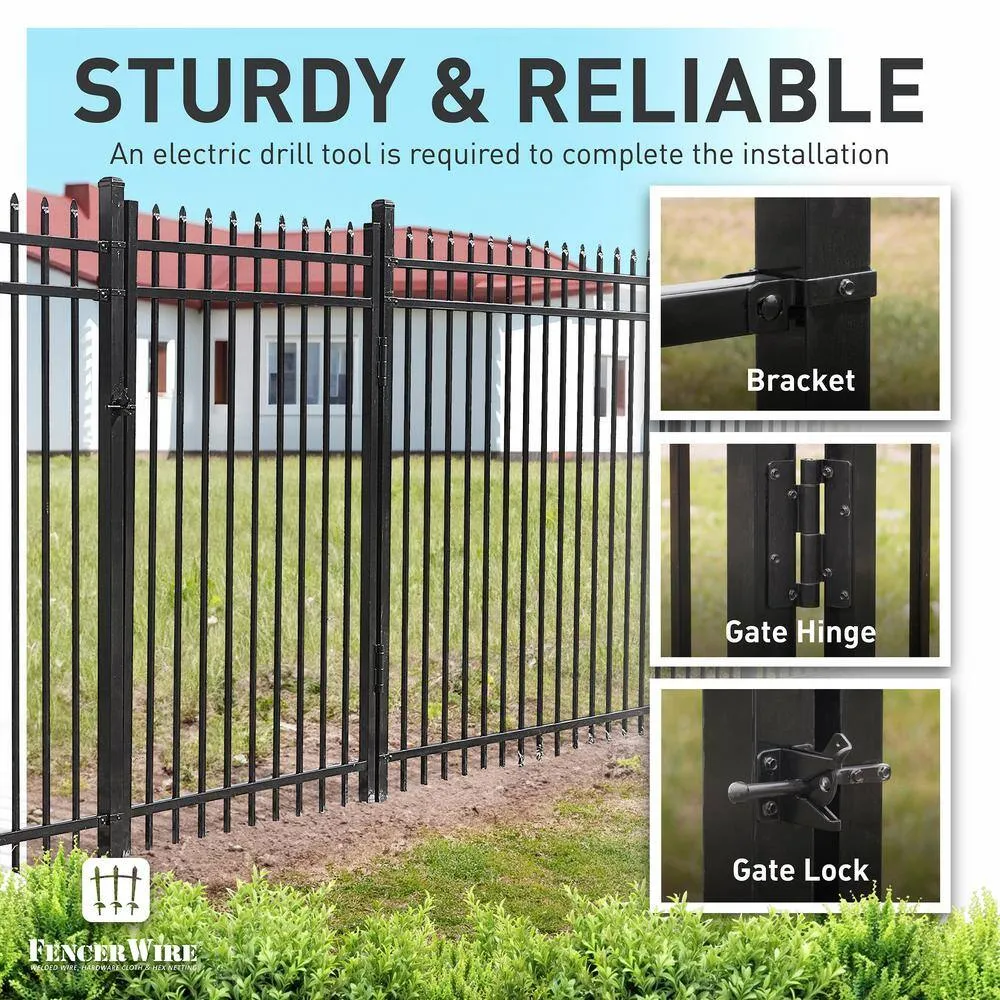 Fencer Wire 4 ft. x 8 ft. Heavy-Duty Steel Spaced Bar Pointed Pinnacle Metal Fence Panel (Pack of 5), photo 8 of 9