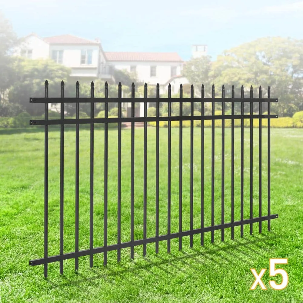 Fencer Wire 4 ft. x 8 ft. Heavy-Duty Steel Spaced Bar Pointed Pinnacle Metal Fence Panel (Pack of 5), photo 2 of 9