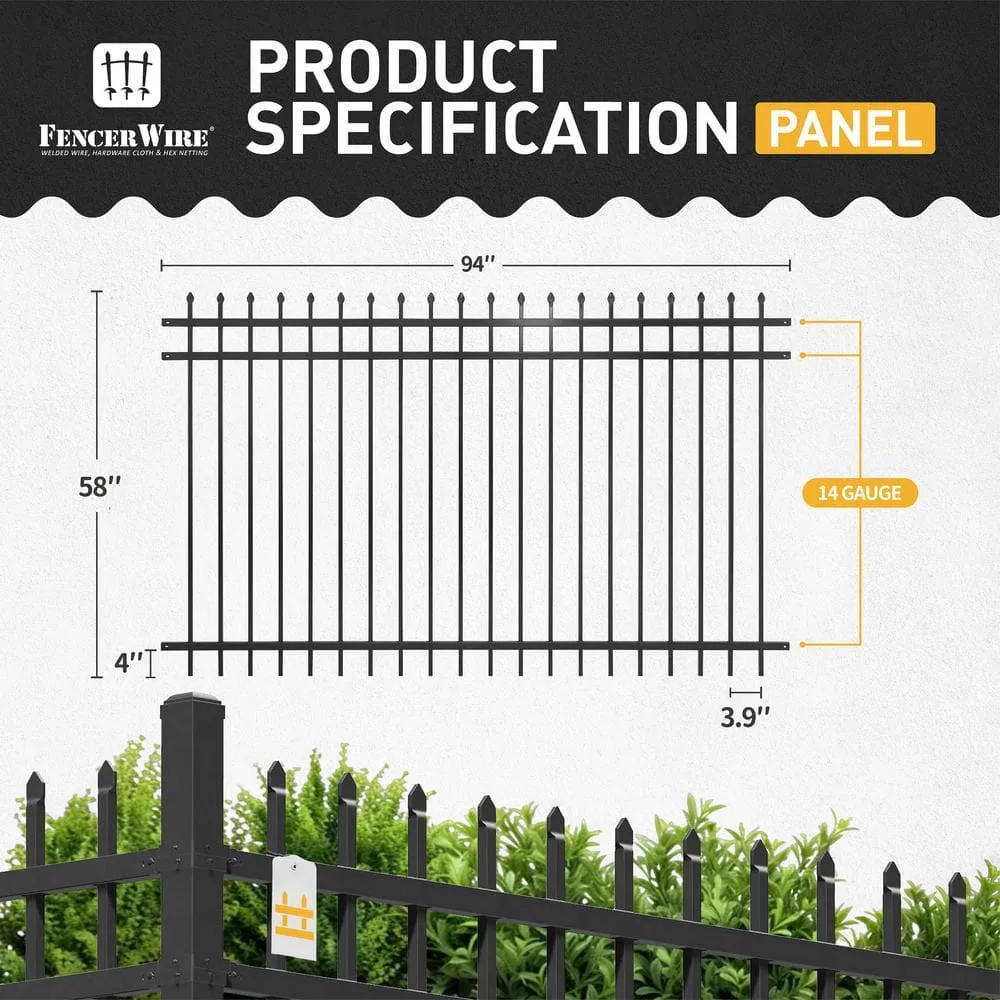Fencer Wire 5 ft. x 8 ft. Heavy-Duty Steel Spaced Bar Pointed Pinnacle Metal Fence Panel (Pack of 10), photo 3 of 9