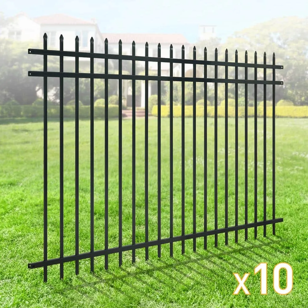 Fencer Wire 5 ft. x 8 ft. Heavy-Duty Steel Spaced Bar Pointed Pinnacle Metal Fence Panel (Pack of 10), photo 2 of 9