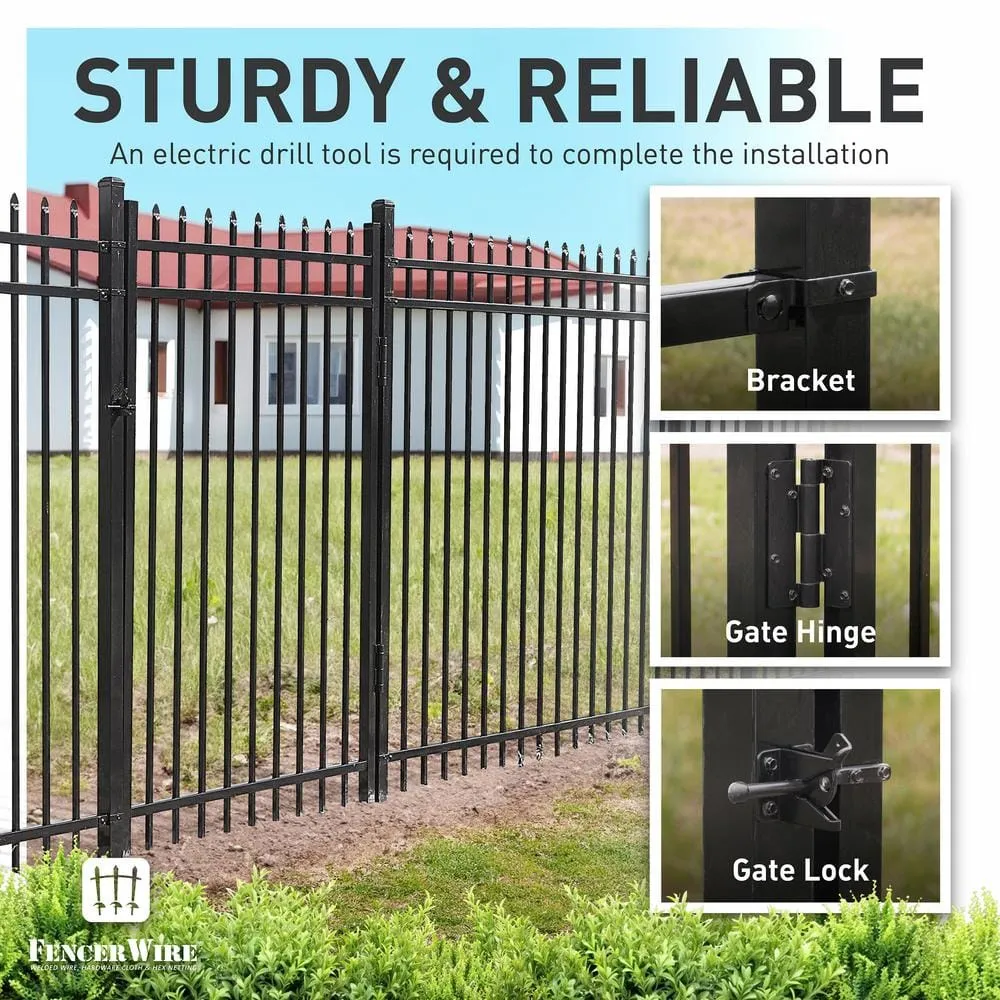 Fencer Wire 5 ft. x 8 ft. Heavy-Duty Steel Spaced Bar Pointed Pinnacle Metal Fence Panel (Pack of 5), photo 8 of 9