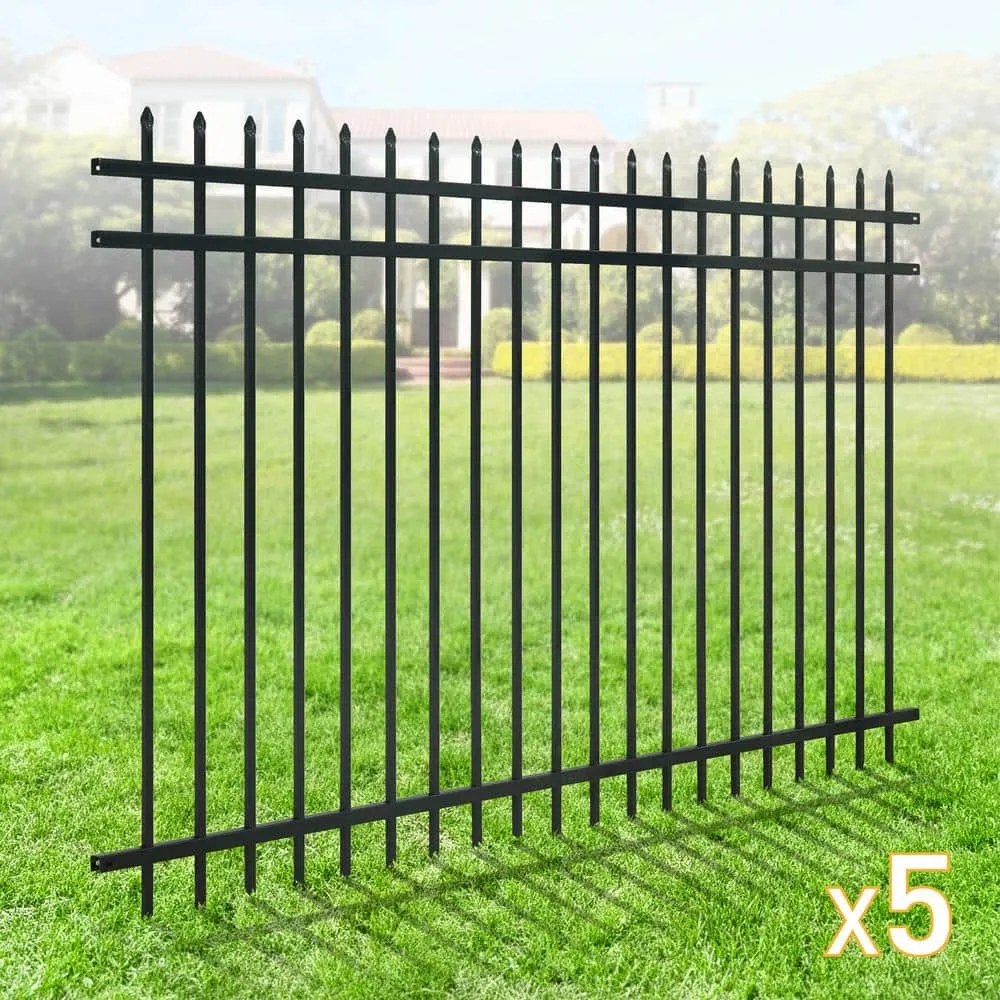Fencer Wire 5 ft. x 8 ft. Heavy-Duty Steel Spaced Bar Pointed Pinnacle Metal Fence Panel (Pack of 5), photo 2 of 9