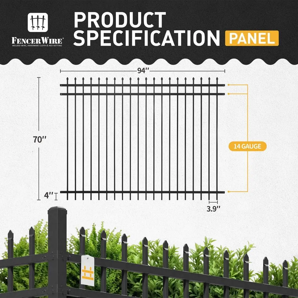 Fencer Wire 6 ft. x 8 ft. Heavy-Duty Steel Spaced Bar Pointed Pinnacle Metal Fence Panel (Pack of 10), photo 3 of 9