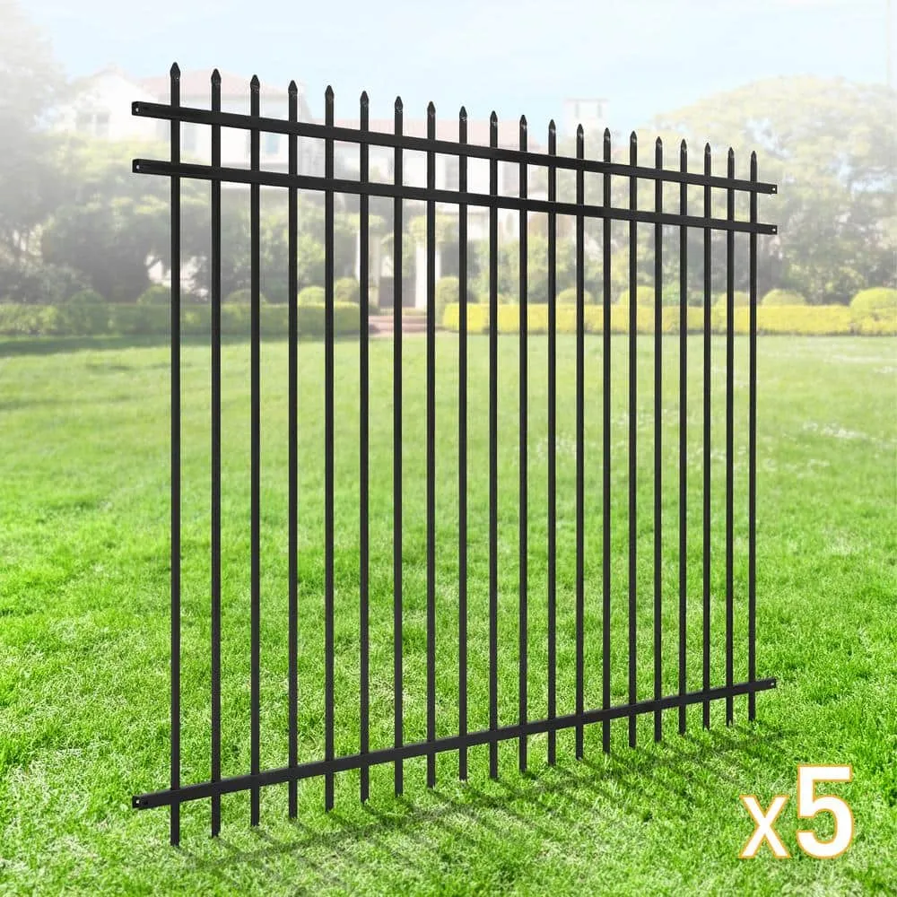 Fencer Wire 6 ft. x 8 ft. Heavy-Duty Steel Spaced Bar Pointed Pinnacle Metal Fence Panel (Pack of 5), photo 2 of 9