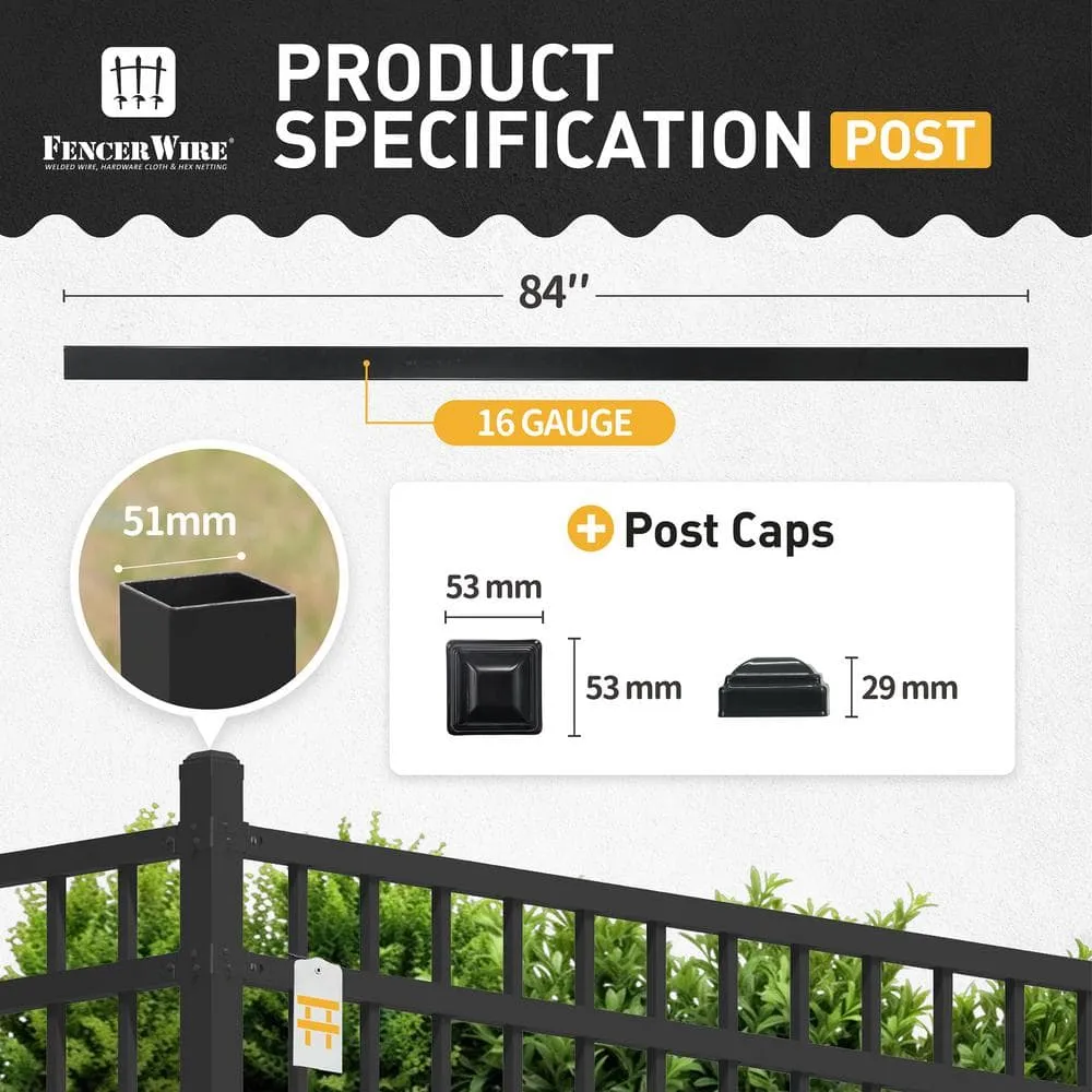 Fencer Wire 2 in. x 2 in. x 7 ft. Steel Flat Top Blank Metal Fence Post with Post Cap (1 pack), photo 3 of 11