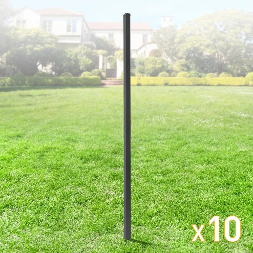 Fencer Wire 2 in. x 2 in. x 7 ft. Steel Flat Top Blank Metal Fence Post with Post Cap (10 pack), photo 2 of 11