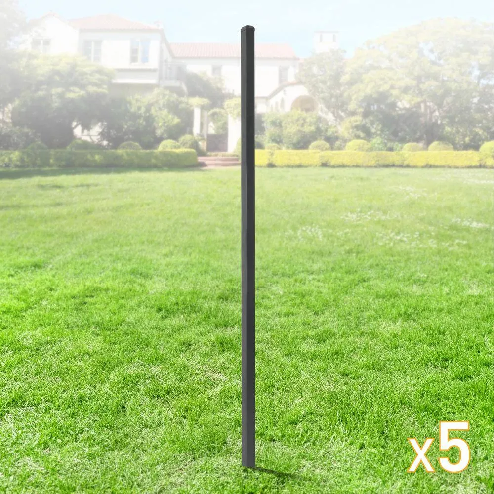 Fencer Wire 2 in. x 2 in. x 7 ft. Steel Flat Top Blank Metal Fence Post with Post Cap (5 pack), photo 2 of 11