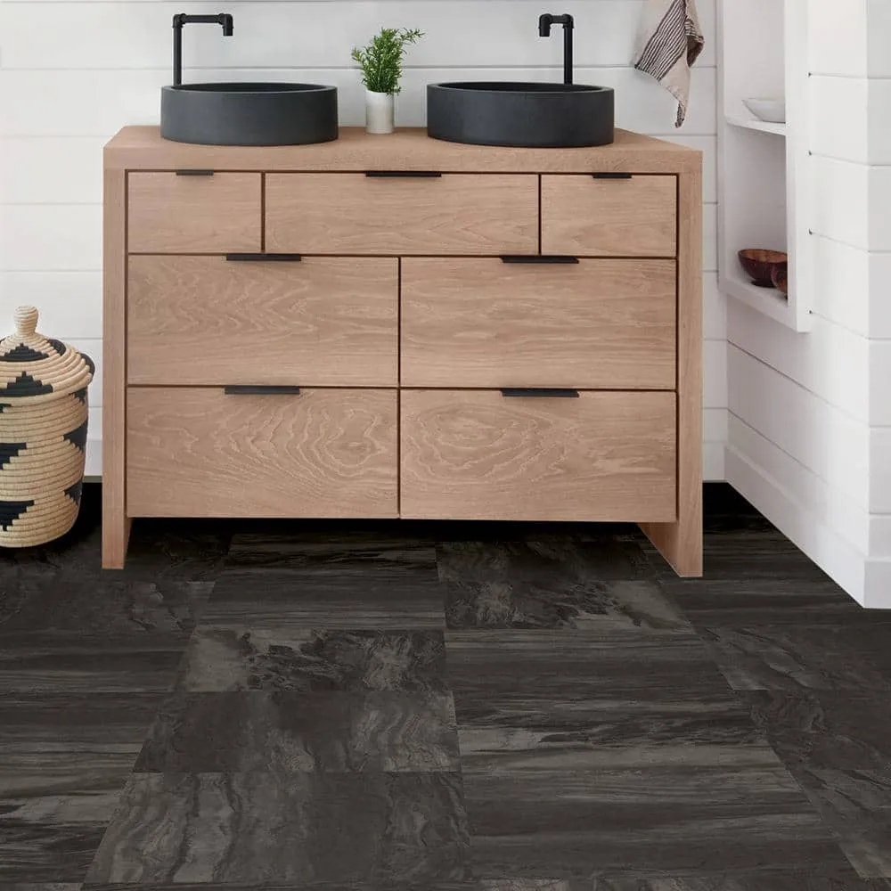 FloorPops Raven 12 in. W x 12 in. L Peel and Stick Floor Vinyl Tiles (20 tiles, 20 sq. ft. case), photo 4 of 8