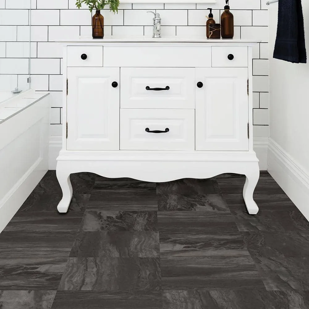 FloorPops Raven 12 in. W x 12 in. L Peel and Stick Floor Vinyl Tiles (20 tiles, 20 sq. ft. case), photo 3 of 8