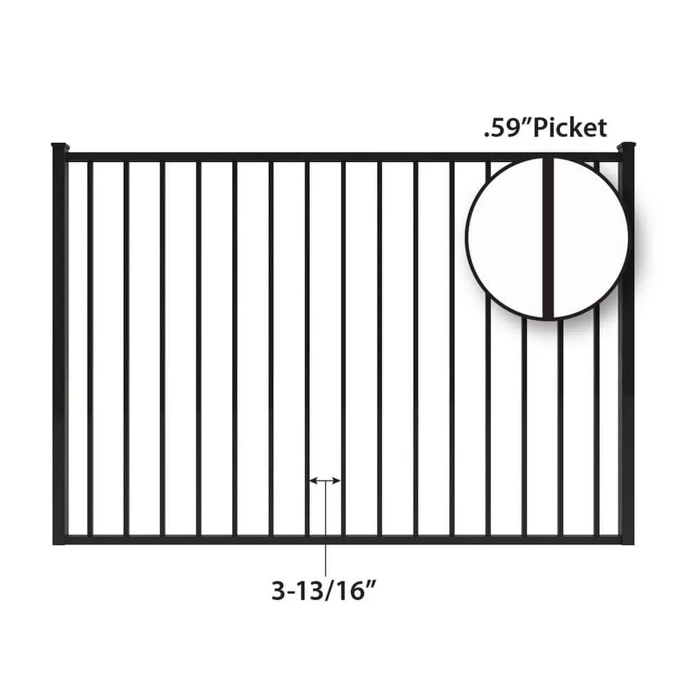 FORGERIGHT Newtown 6 ft. W x 4 ft. H Black Aluminum Pre-Assembled Fence Gate, photo 3 of 9