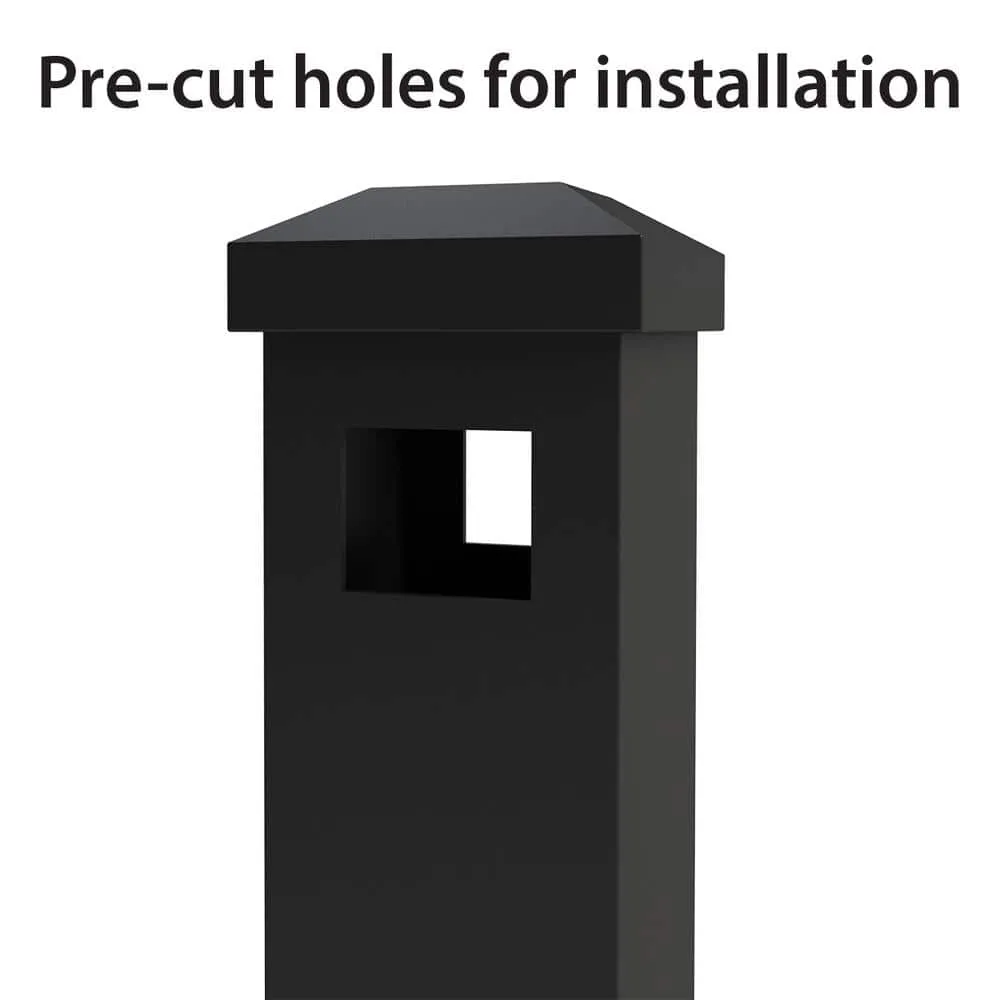 FORGERIGHT Vinings 2 in. x 2 in. x 6 ft. Black Aluminum Fence Line Post with Flat Cap, photo 5 of 8